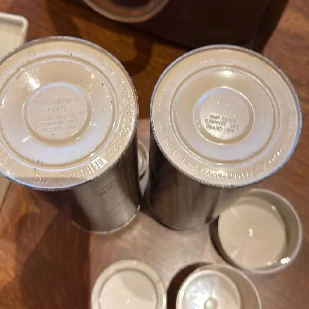 Vintage 50’s 60’s Thermos Set With‎ Original Vinyl Picnic Bag